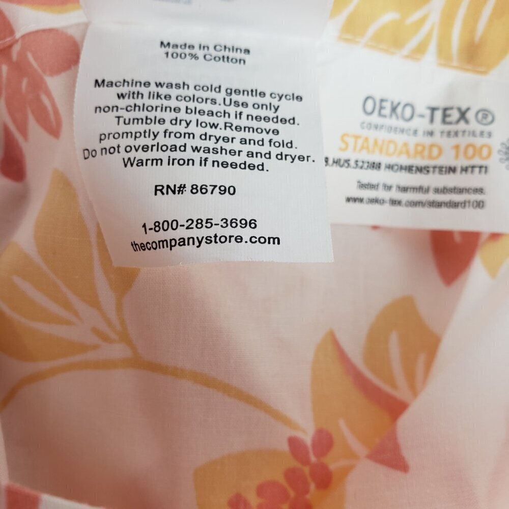 Pair of 2 The Company Store Standard Pillow Shams Cotton White Pink Peach Floral - Picture 4 of 8